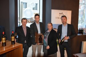 Alexander Gottardi gemeinsam mit Philipp Nocker (St. Michael), Dipl.Sommelier Carole Rohrmoser-Stein; Christopher Myers (Château Palmer)
