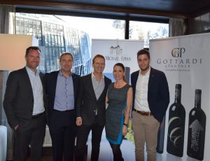 Thomas Schneider, Christopher Myers (Château Palmer), Markus Pfister und Miriam Alois (Hotel Elizabeth...), Philipp Nocker (St. Michael)