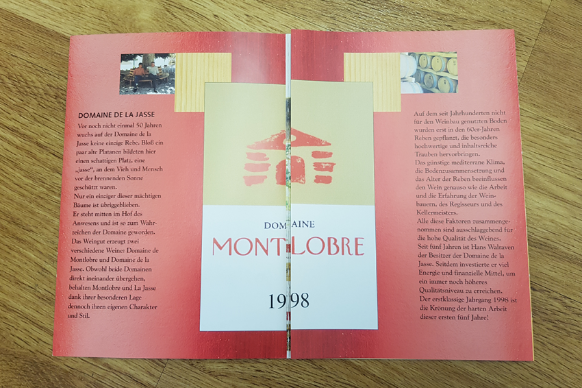 Erstes Angebot des La Chapelle der Domaine Montlobre, Montpellier mit dem Jahrgang 1998.